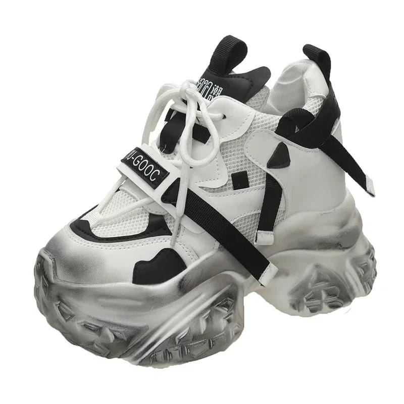 10.5CM New Women's Breathable Mesh Platform Shoes Outdoor Increase Height Chunky Sneakers for Women Casual Walking Shoes Tenis