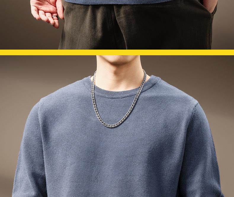 Pull en Maille Douce Couleur Unie Haut de Gamme pour Homme - Hiver Décontracté Col Rond