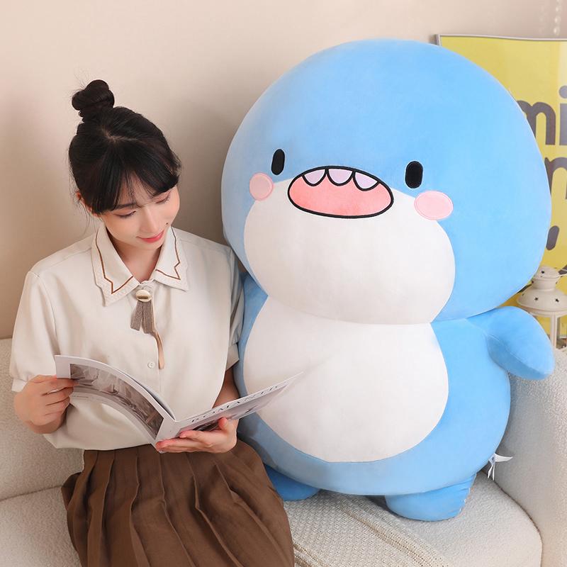 10/18cm Blue Shark Doll Plush Toy Cute Soft Standing Cartoon Aquatic Animal Plushie Fatty Sleeping Companion Gift