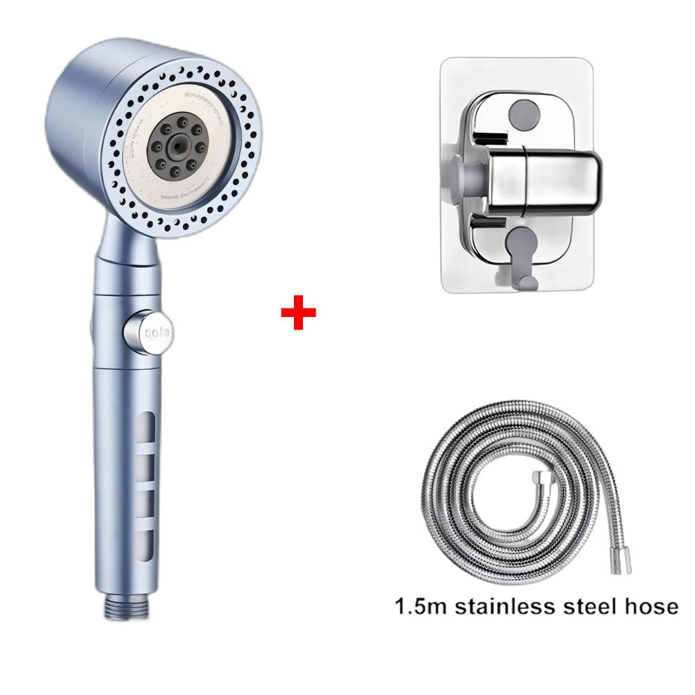 6 Modes High Pressure Shower Head ABS Water Saving Filter Showerhead Fall Resistance Bath Shower Nozzle Set with Stop Button