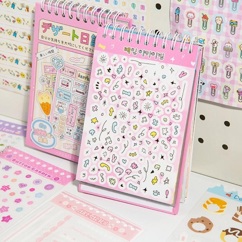 Decorative Sticker Book 63Sheets/Pad Water Resistant PET Sticker for Journal Notebook Planner Album Embellishments