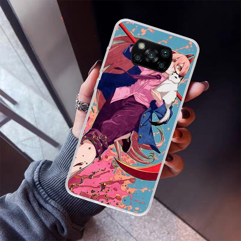 C-Chainsaw Mans Power Phone Case For Xiaomi Poco X7 X6 X5 Pro F7 Ultra Redmi 15C 15 13 13C 12 12C 10 10A 10C 9 9A 9C 9T Shell Po
