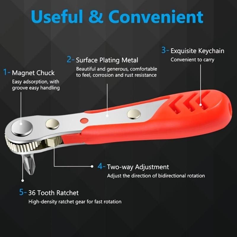 1pc ,Positive and Reverse Rotation 36-tooth Ratchet Screwdriver, Right Angle One-Word Slot Cross and Hexagonal Plum Blossom Screwdriver Set