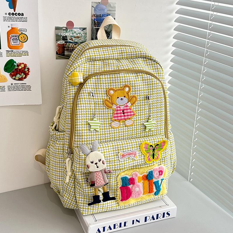 

Школьный рюкзак в клетку школьный рюкзак женский рюкзак для студентки колледжа маленький свежий милый рюкзак популярный с контрастными цветами жёлтый