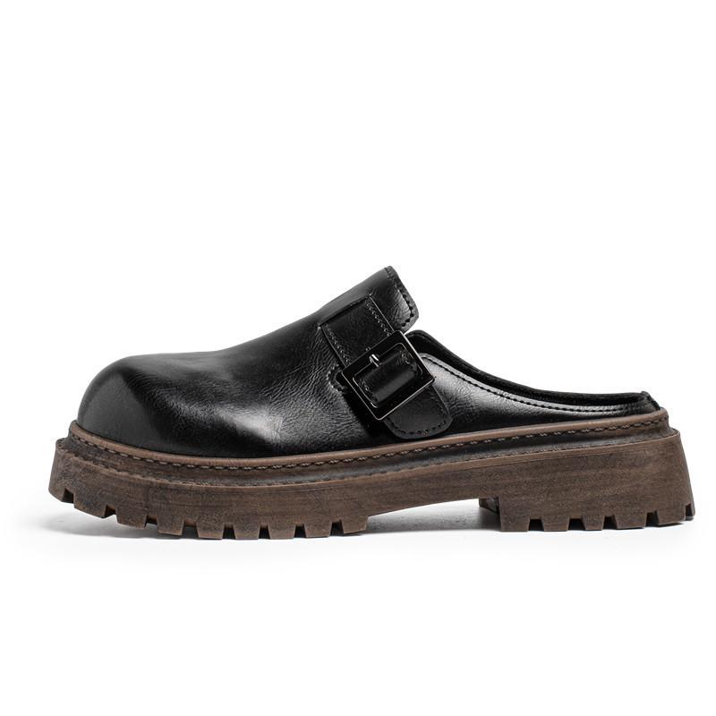 

Мужские шлепанцы на платформе, трендовый выбор качества, кожа, толстая подошва, мужская повседневная обувь, уличные шлепанцы, zapatillas hombre 39 черный коричневый