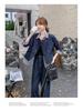 2025 New Women's Faux Two-Piece Denim Set: Petite Korean-Style Wide-Leg Pants for Early Autumn