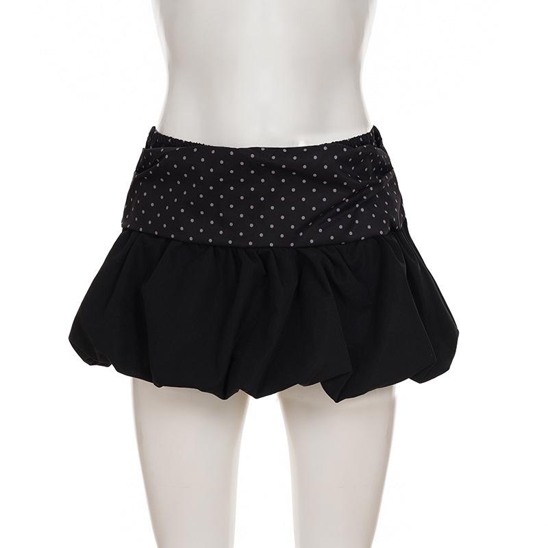 French Sweet & Spicy Polka Dot High-Waisted Tulip Hem Skirt