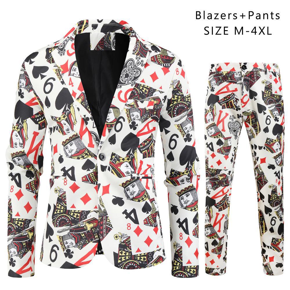 

Мужской повседневный костюм-тройка большого размера с 3D-печатью на рождественскую тематику и застежкой на одну пуговицу 2TZ-XX140; XL