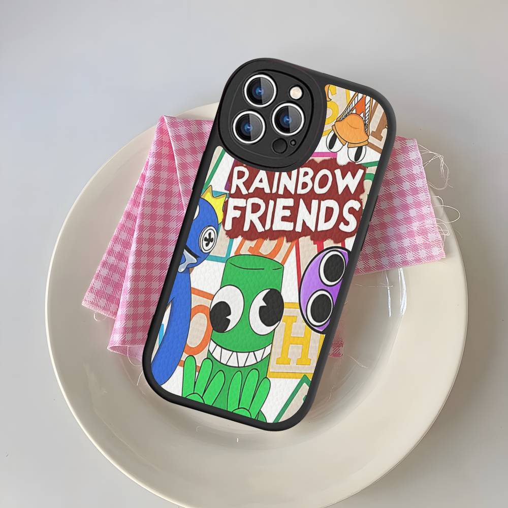 

Cartoon R-Rainbow Friends For IPhone 16 15 14 13 12 11 Pro Max Plus Leather Phone Case iPhone 16
