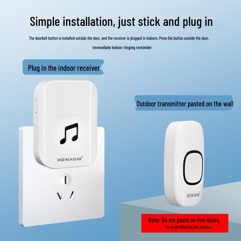 Ultra-Long Range Wireless Doorbell with Remote Control and Plug-Free Operation, Ideal for Home and Elderly Assistance.