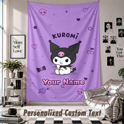 Custom Tapestry Wall Hanging, Kuromi Personalized Name Text Home Wall Decor