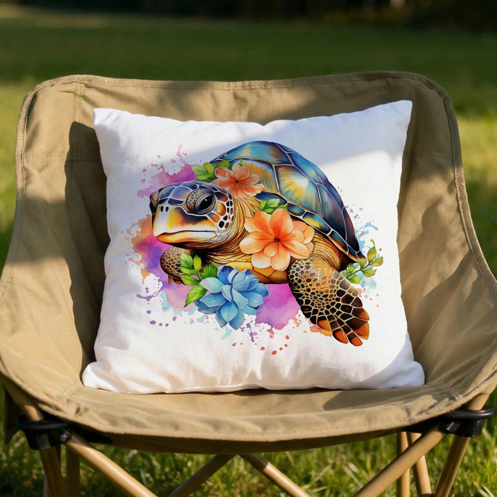 Watercolor Sea Turtle Cushion Cover Soft Reversible  Durable Pillow Cover  MultiScene Use for Home  Car Daily Comfort