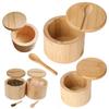 Bamboo Sealed Seasoning Jar Moisture-proof Round Condiment Storage Box 200ml Eco-Friendly Sugar and Salt Container Home Cooking