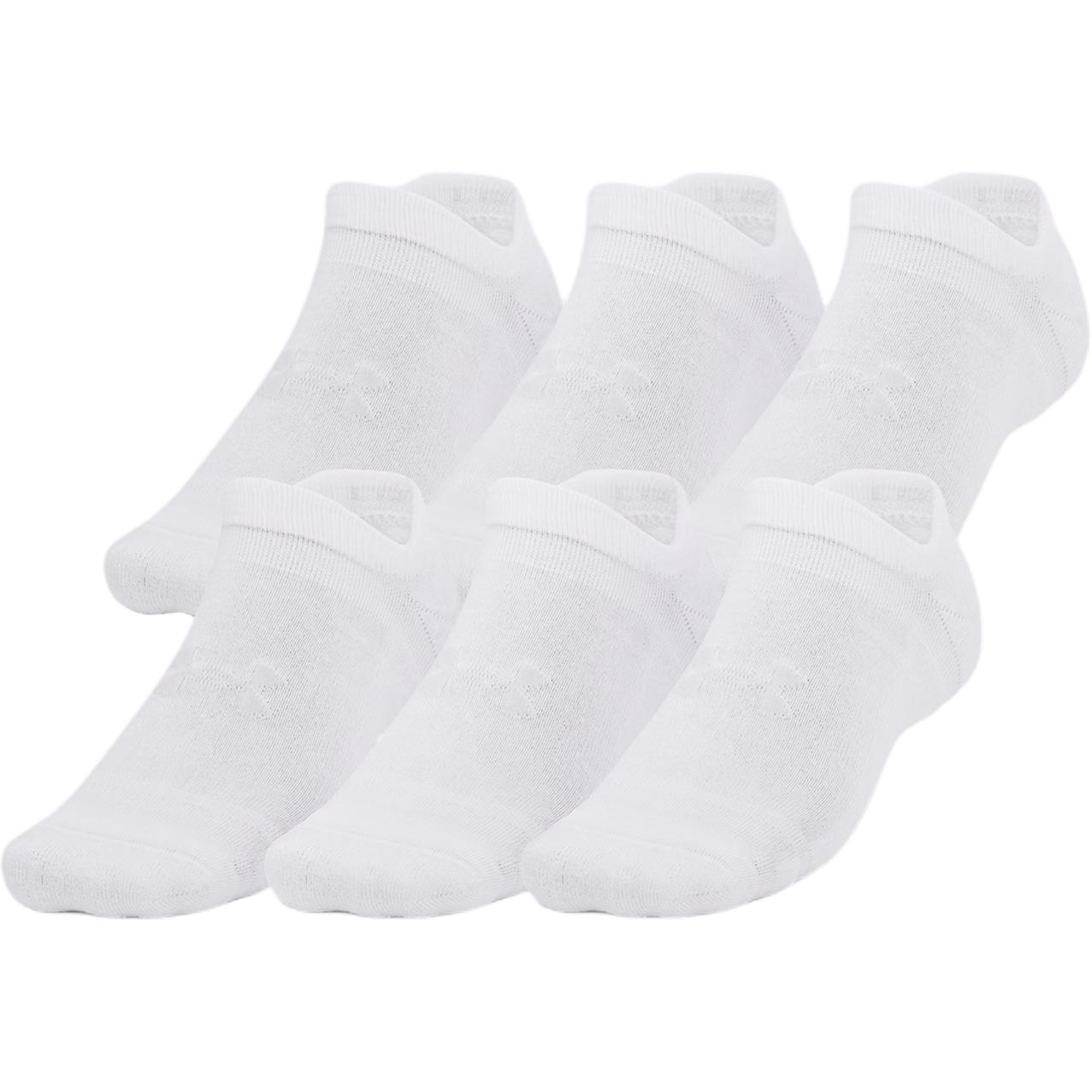 Носки Under Armour Essential Cushion с амортизацией, унисекс, 6 пар, белые 1387057-100 M8.5-13/W10-14