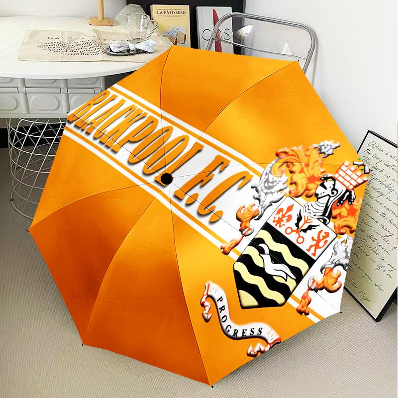 Blackpool Football Club Crest Automatic Folding Umbrella - 8-Rib Travel Umbrella with Auto Open/Close & Portable Gifts for holidays or birthdays
