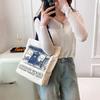 Women Canvas Handbags Shoulder Bag Ld Books Print Ladies Casual Tote Bag Female Handbag Shopping Bag Student School Bags