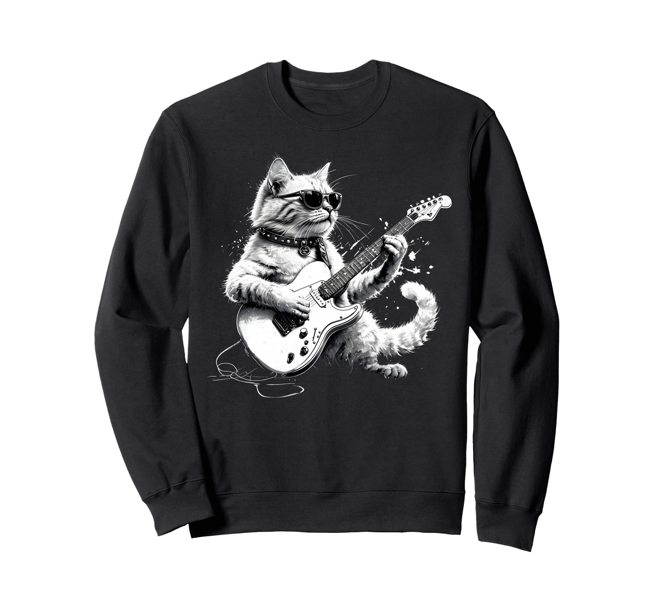 

Rock Cat with Guitar and Sunglasses Cat Music Cat Electric Guitar Rock Cats Sweatshirt
