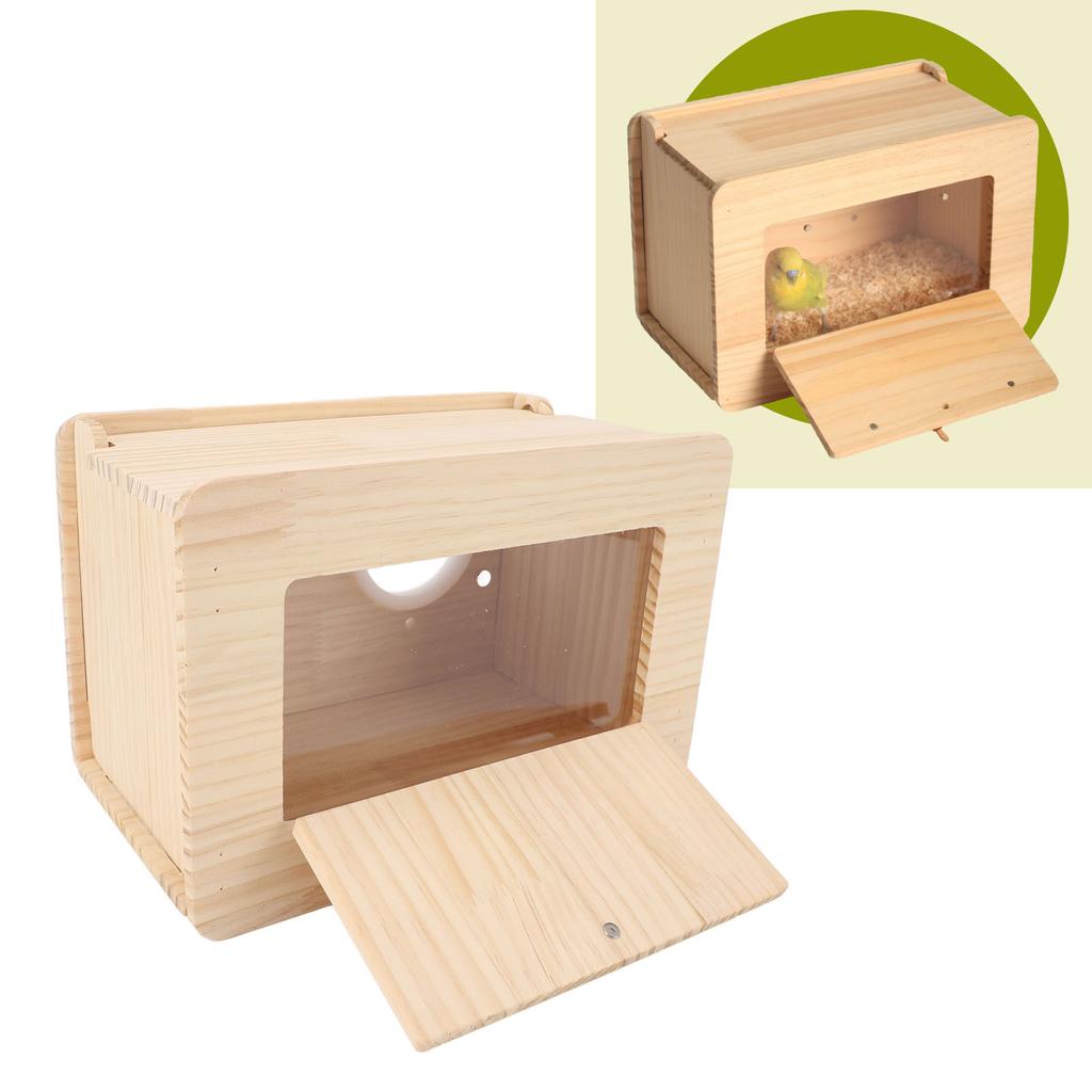 Bird Nest Box Wooden Acrylic Parrots Nesting Box Parakeet Breeding Box for Cage Accessories