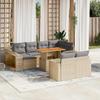 11 Piece Garden Sofa Set with Cushions Beige Poly Rattan