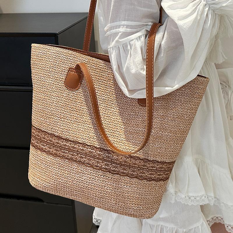 Large Capacity Woven Bag Women'S Fashion Commuter Tote Bag Foreign Versatile Shoulder Handbag