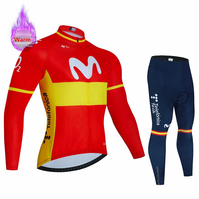 

Комплект теплого зимнего термофлиса Movistar, одежда для велоспорта, велосипедная майка, спортивная одежда, Испания, одежда для горного велосипеда, майо Ciclismo Hombre 5XL