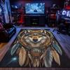 Wolf Dreamcatcher Tribal Art Crystal Velvet Rug Native American Style Gaming Room Floor Mat Spiritual Decor Cool Indoor Carpet
