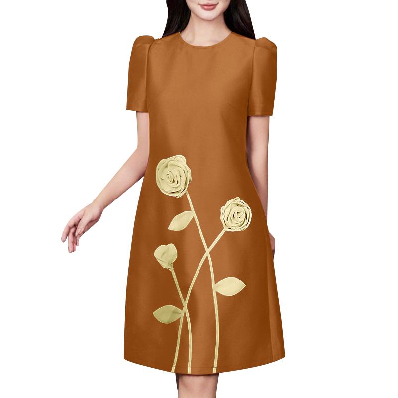ZANZEA Women Casual Round Neck Summer Short Sleeve Print Dress