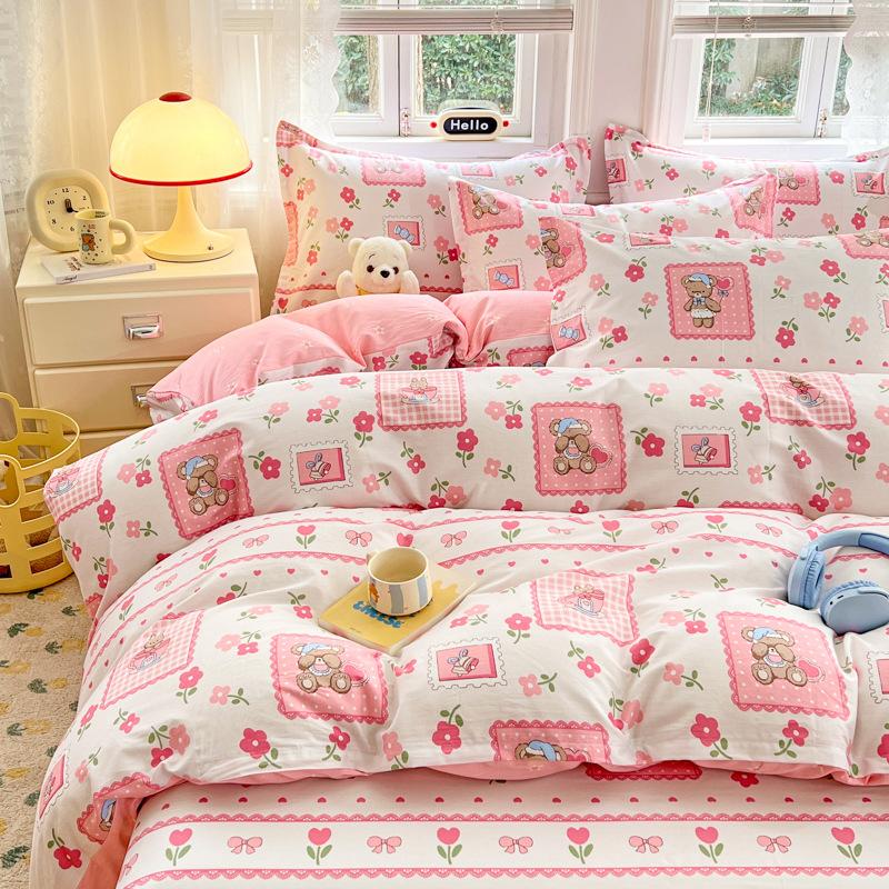 Bedding Four-piece Set Cotton Bed Sheet Quilt Cover Pillowcase