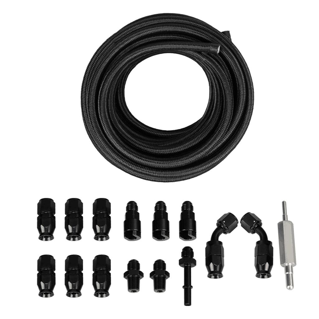 6AN 3 8in Fuel Line Fitting Kit Flexible PTFE Nylon Oil Gas Fitting Hose Fit For LS Swap EFI System