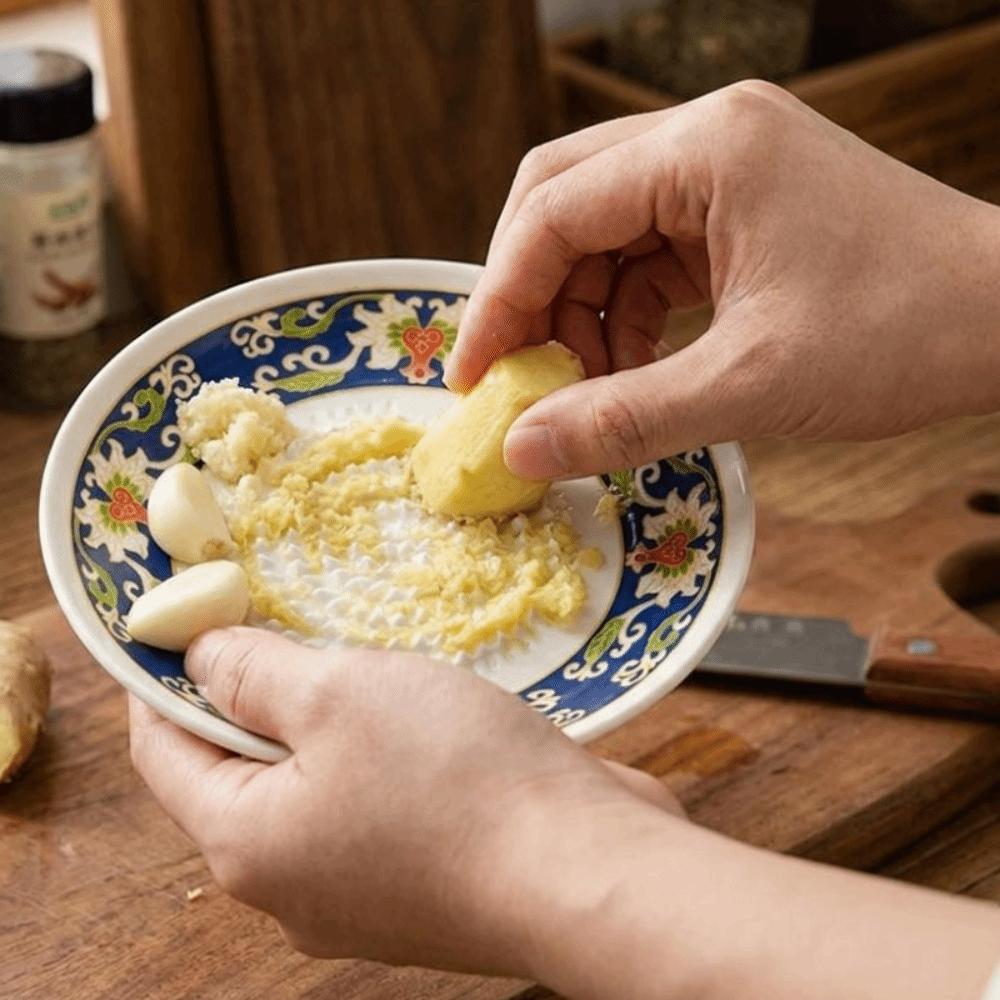 2-in-1 keraminis imbiero tarktuvas, atsparus dilimui daržovių tarkavimo įrankis, serviravimo indas
