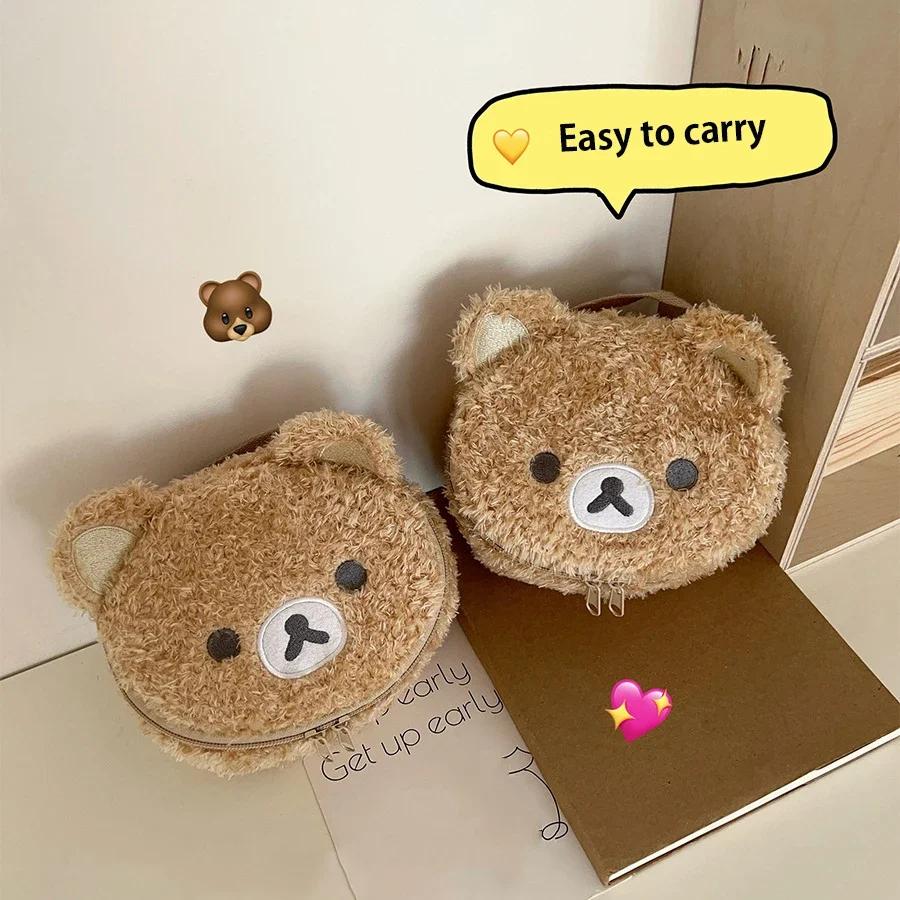 Kawaii Cartoon Bear Plush Makeup Organizer Storage Bag Cute Vanity Cosmetic Bags Beauty Case