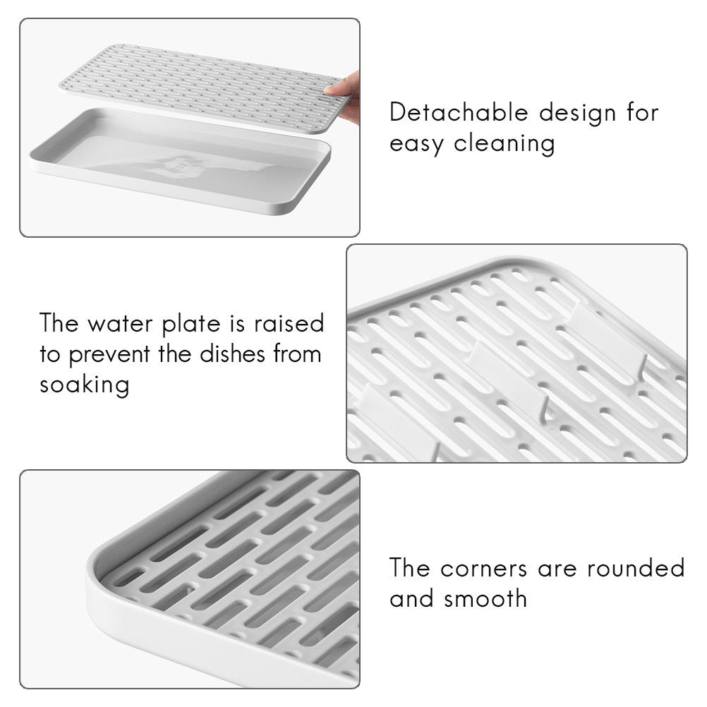 Multifunctional Dish Drainer Detachable Plate Drying Rack with Drain Board Ergonomic Design Prevents Water Organizer