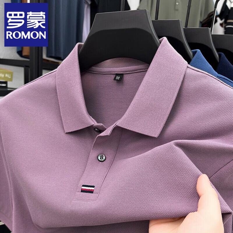 ROMON Men's Mercerized Cotton Short Sleeve Polo T-Shirt