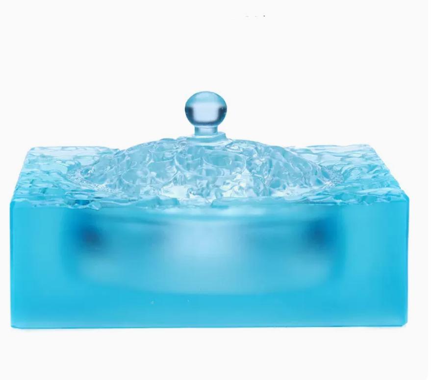 

Square Sky Blue Incense Burner Home Tea Ceremony Yoga Office Decoration Pieces Incense Seal for Buddha Glass Incense Burner