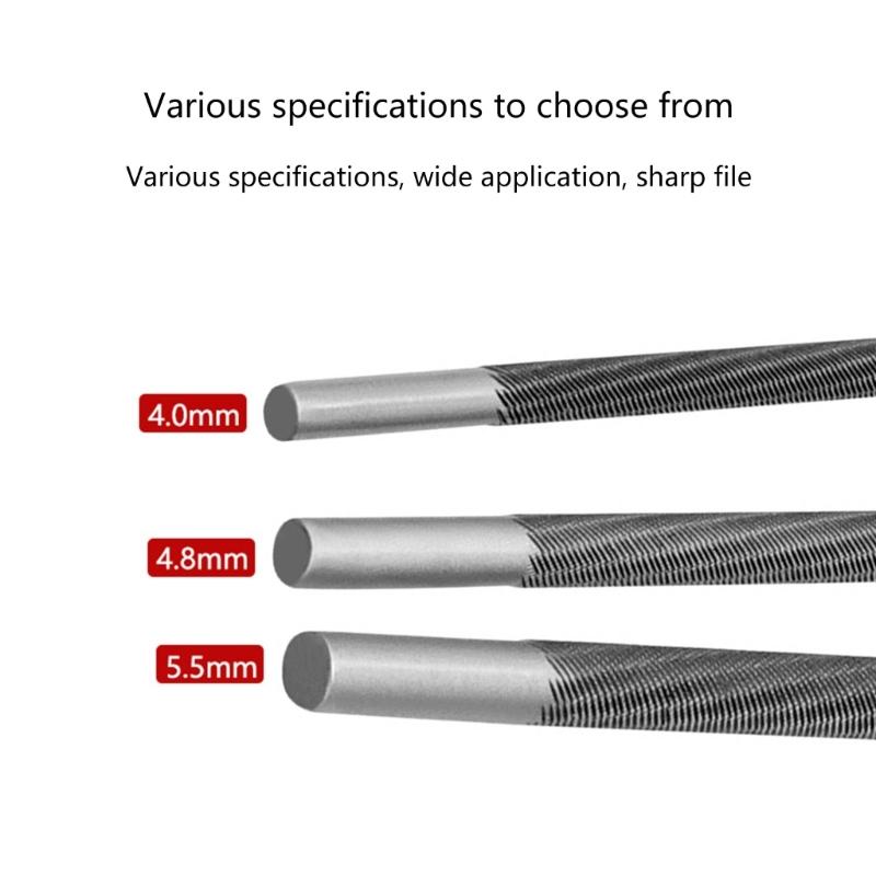 3pc/Set Durability Metal Chainsaw Chain Sharpener 4/4.8/5.5mm Round File,for 3/8" Saw Chain Maintenance Garden Hand Tool