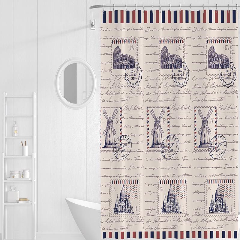 Waterproof Marble Print PEVA Shower Curtain - Moisture-Proof, Thickened Bathroom Partition