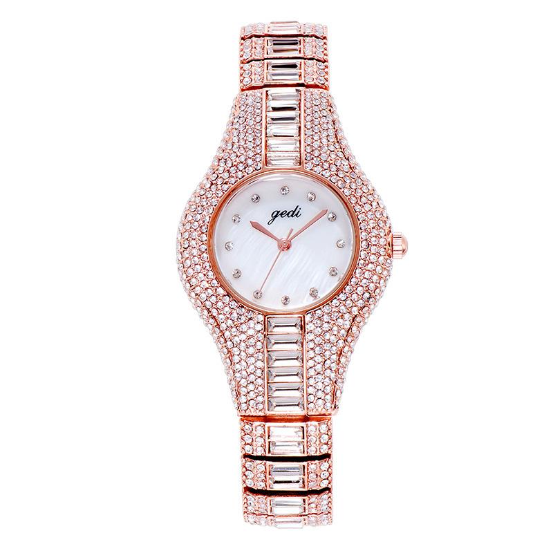 Orologio da Donna Acciaio Cinturino Incrostato di Diamanti Lusso Leggero Lega di Alta Gamma Orologio Impermeabile Quarzo Orologio da Donna