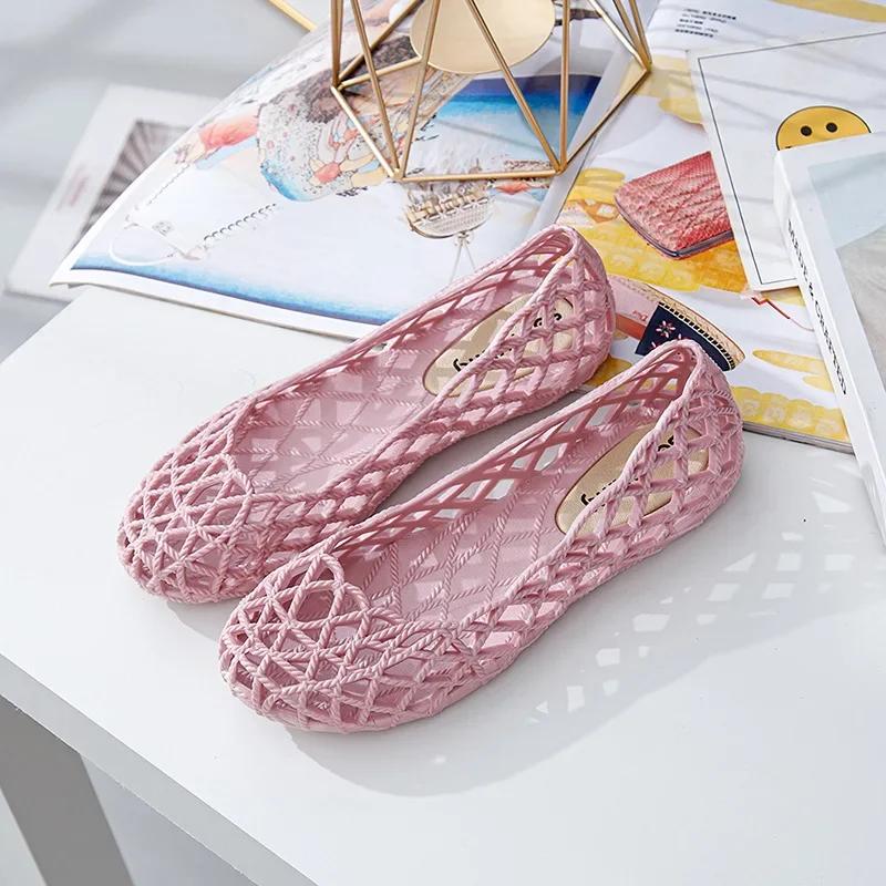 Sapatos Feminino Ladies Flats Hollow Slip On Fashion Female High Quality Sandals Comfortable Summer Footwear 2024 Jelly Shoes
