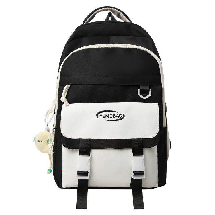 Schoolbag Korean Version Ins Large Capacity Campus Simple Contrasting Color Versatile Schoolbag 4th and 6th Grade Middle and High School Students