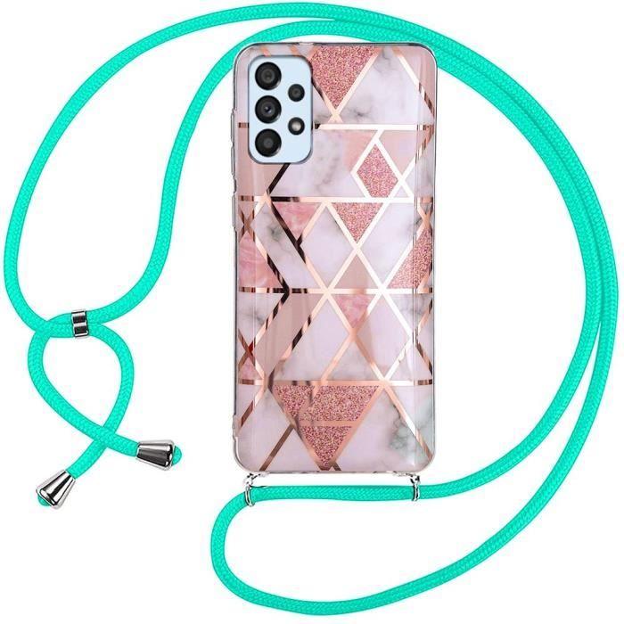 Protective Case - BOOLING - for Samsung Galaxy A53 5G - Anti-Scratch - Marble Pattern - Pink Lanyard