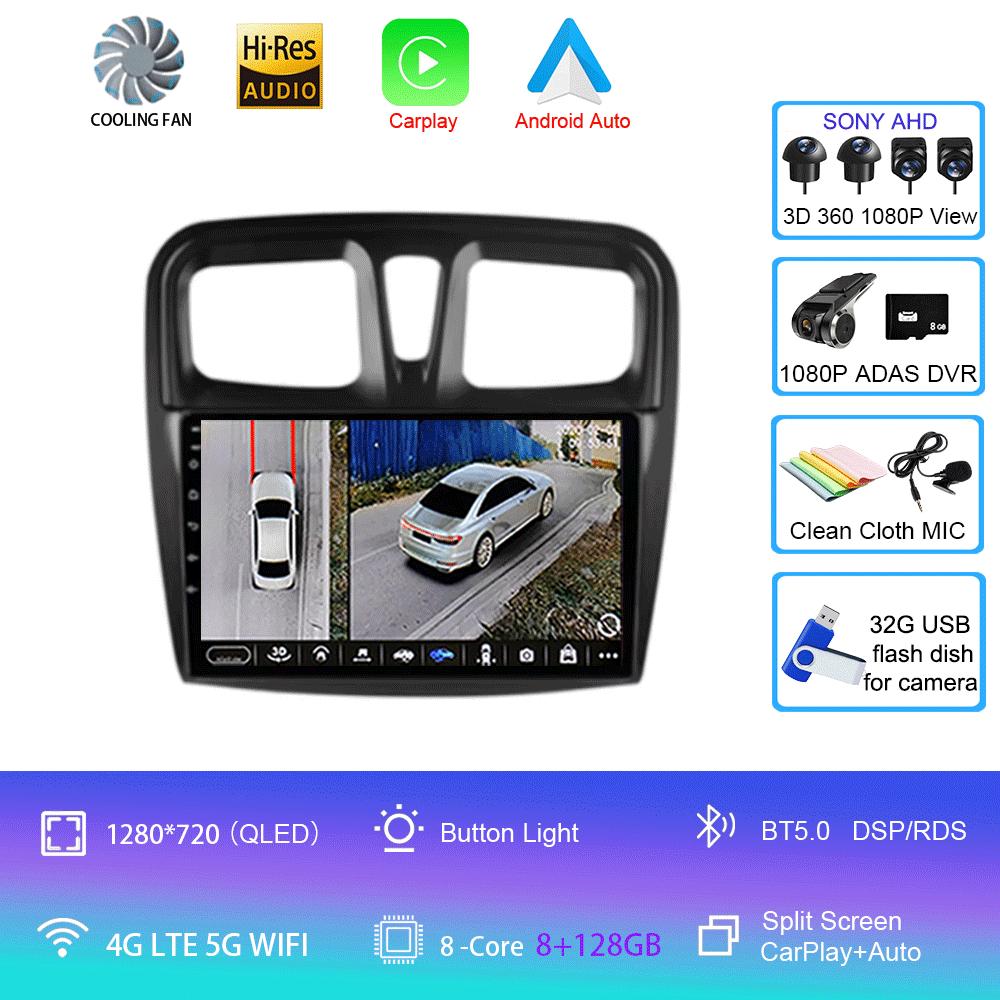 Car Radio Android 14 Carplay For Renault Logan 2 Sandero 2 2012 2013 - 2019 Navigation GPS Multimedia Player wifi+4G BT DSP 2DIN