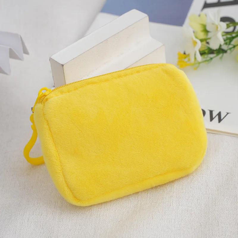 Mini Fashion Plush Square Zipper Coin Purse Card Package Coin Bag Cute Purse Key Earphone Pouch Women Thin Small