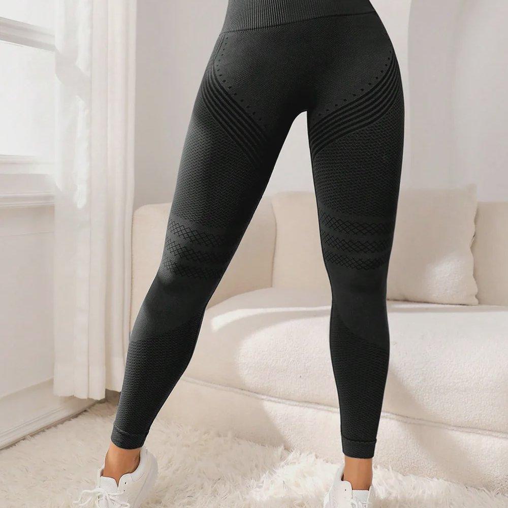 Butt Lifting Sports Gym Leggings with Sexy Lines, High Waisted Elastic Yoga Pants for Women's Running Fitness Tights
