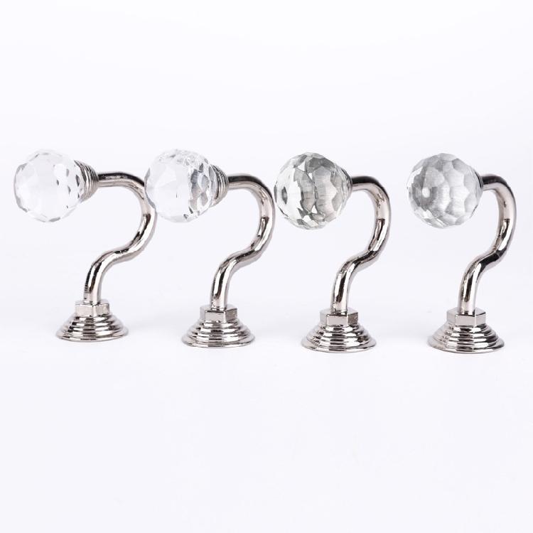 Exquisite 2PCS Curtain Holdback Drapery Holders with Clear Crystal Ball Silver