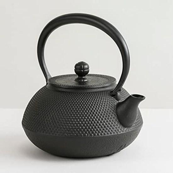 Iwachu Cast Iron Kettle Type 9 Flat Round Arale Black Baked (Kiln Baked) 1.1L Direct Fire Nambu Ironware 11701