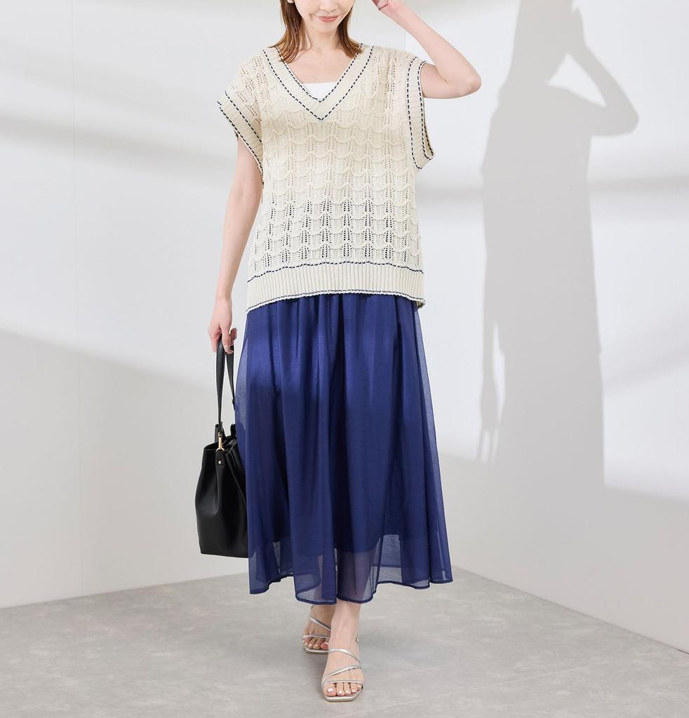 ROPE PICNIC Stitch Openwork Knit Vest GDM45000 38 Women's Color-Coordinated Off-the-Shoulder (15)