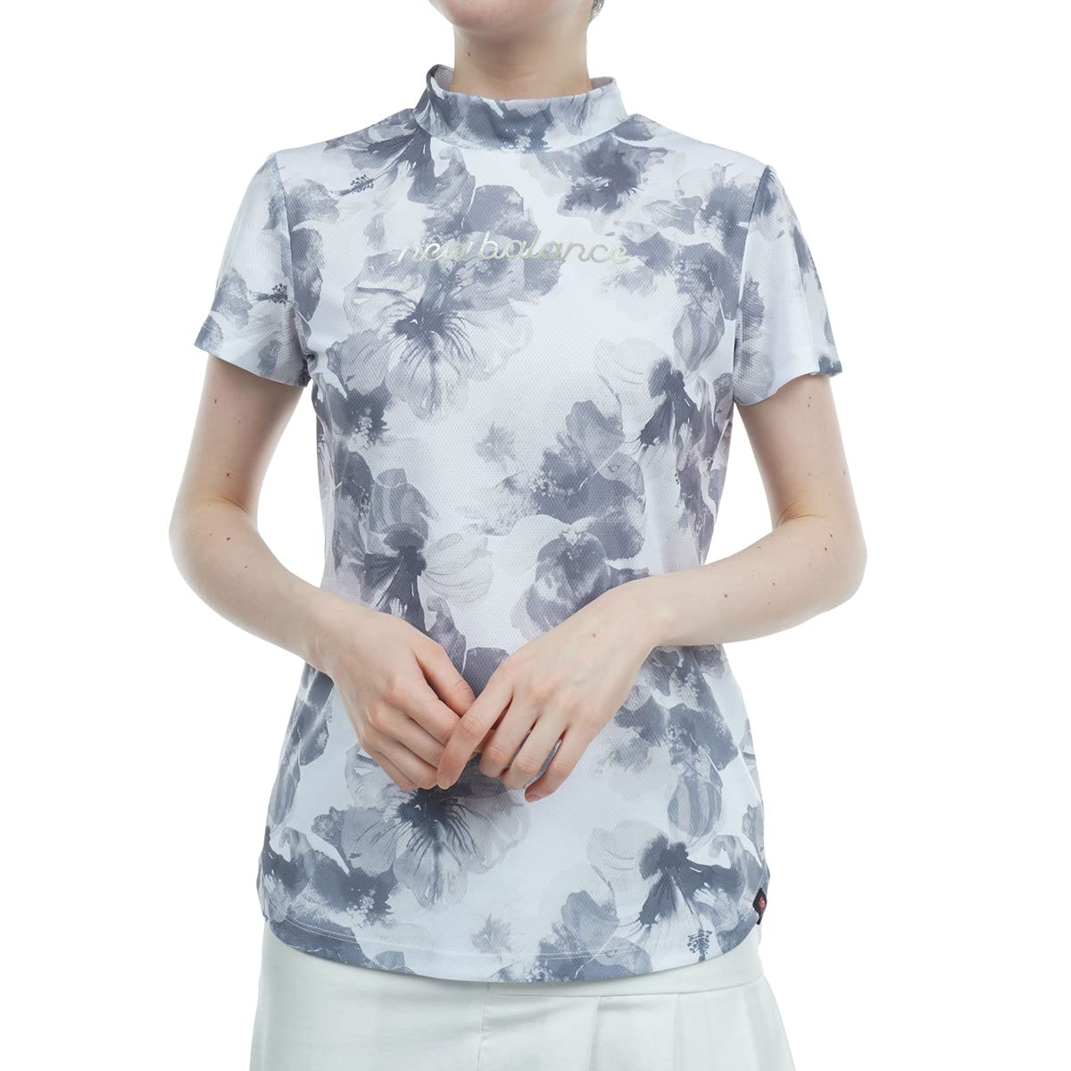 

[New Balance] Women s Short-Sleeve Mock Neck Shirt (Floral Print, Stretch) / Golf Base Layer / 012-3166512 010_Black 0 [S]