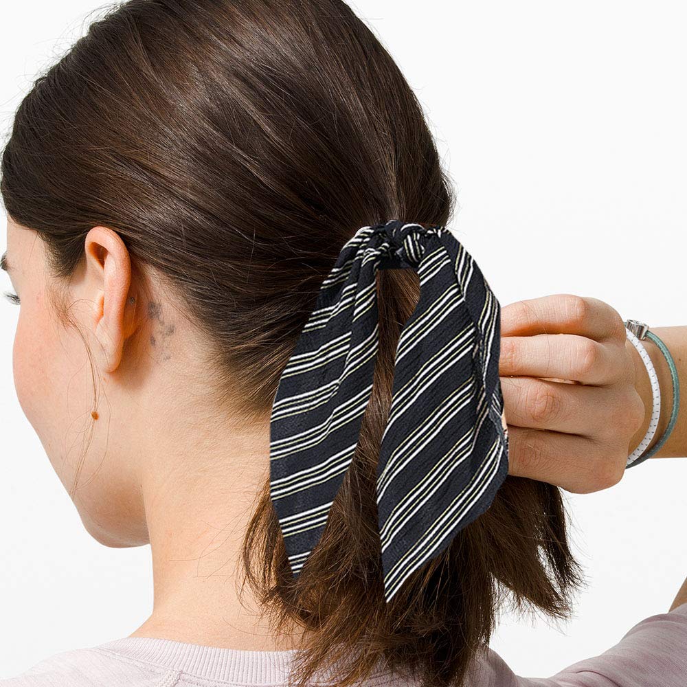 12 Pieces Hair Ties Elastic Hair Scarves Silk Satin Hairbands Chiffon Dot Stripe Floral Hair Ties Ponytail Holders Scrunchies Vintage Accessories for