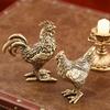 2Pcs Elegant Bronze Rooster And Hen Figurines Home Decoration Bronze Sculpture For Living Room Office Desk Display