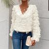 Women's Elegant Commuting Tassel Feather Shimmer Ruffle Sleeve Blouse Shirt Top